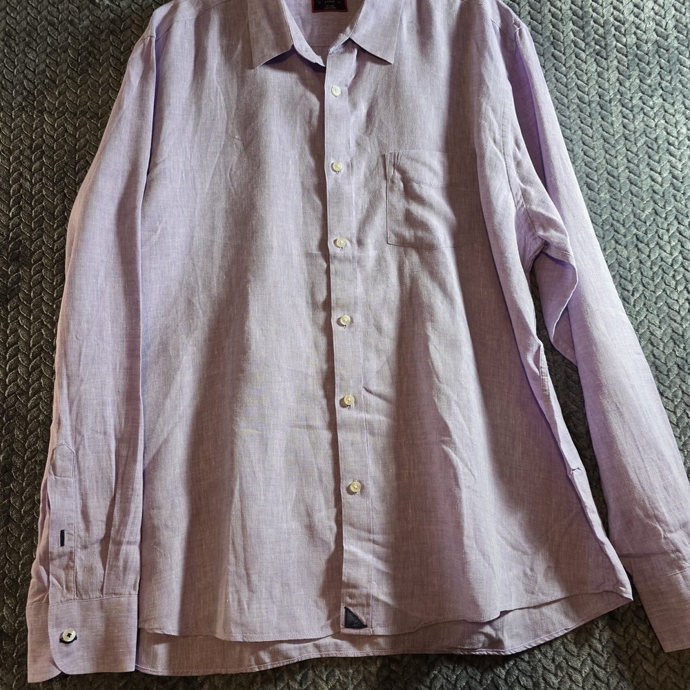 Untuckit Button Up Linen Mens  XL Light Purple Long Sleeve Button Up Business